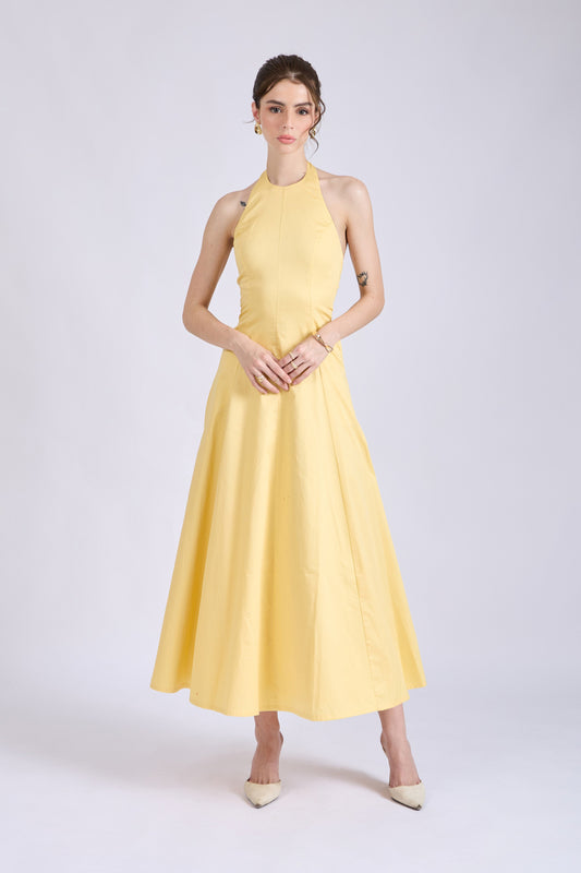 Butter Yellow Halter Neck Dress – LILY