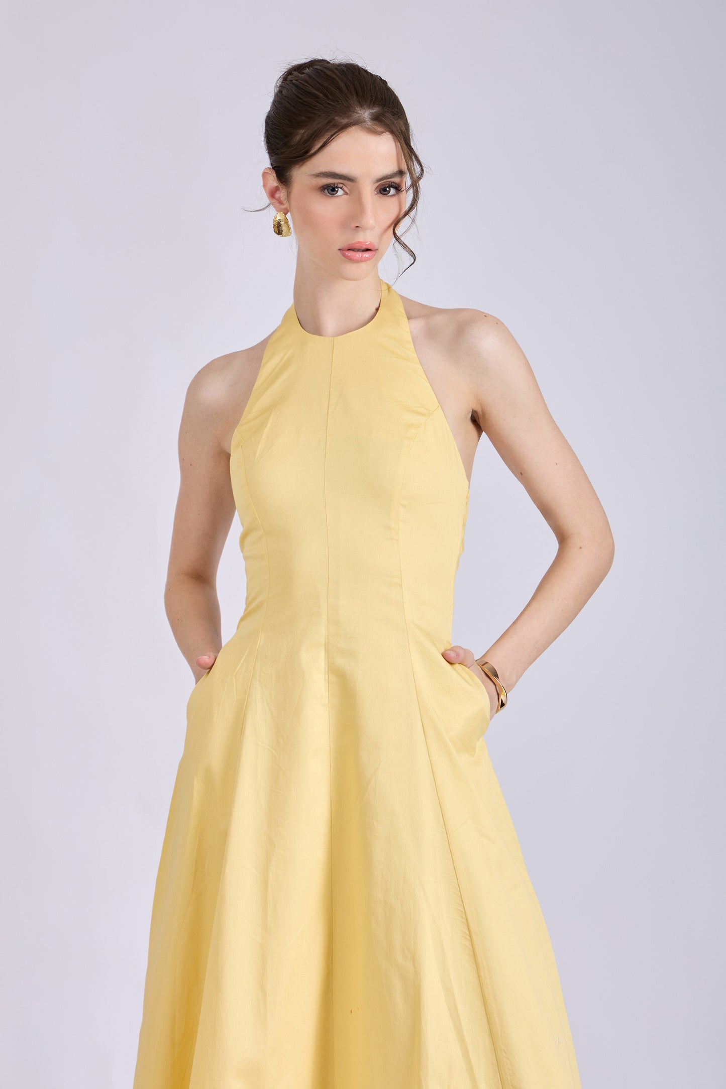 Butter Yellow Halter Neck Dress – LILY