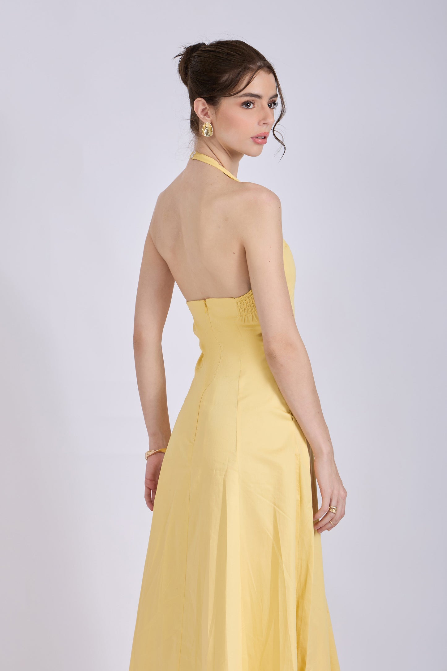 Butter Yellow Halter Neck Dress – LILY