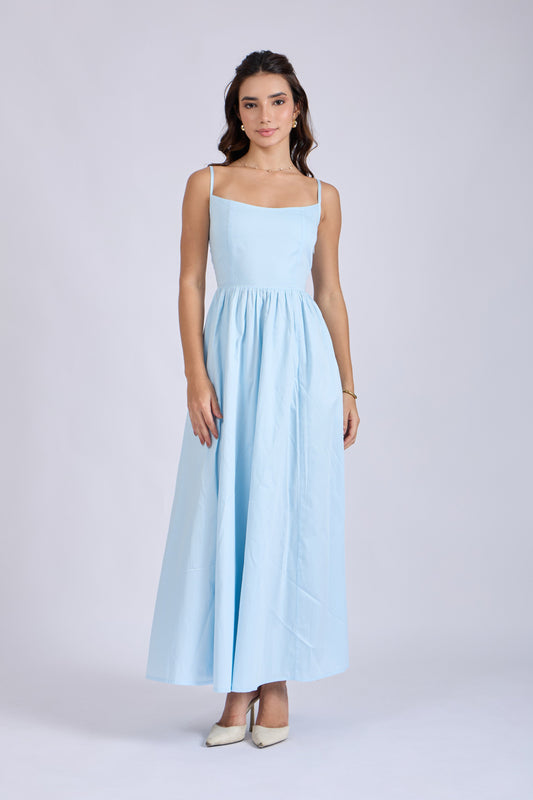 Powder Blue Strappy Flare Dress – ZIA