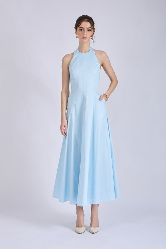 Powder Blue Halter Neck Dress – LILY
