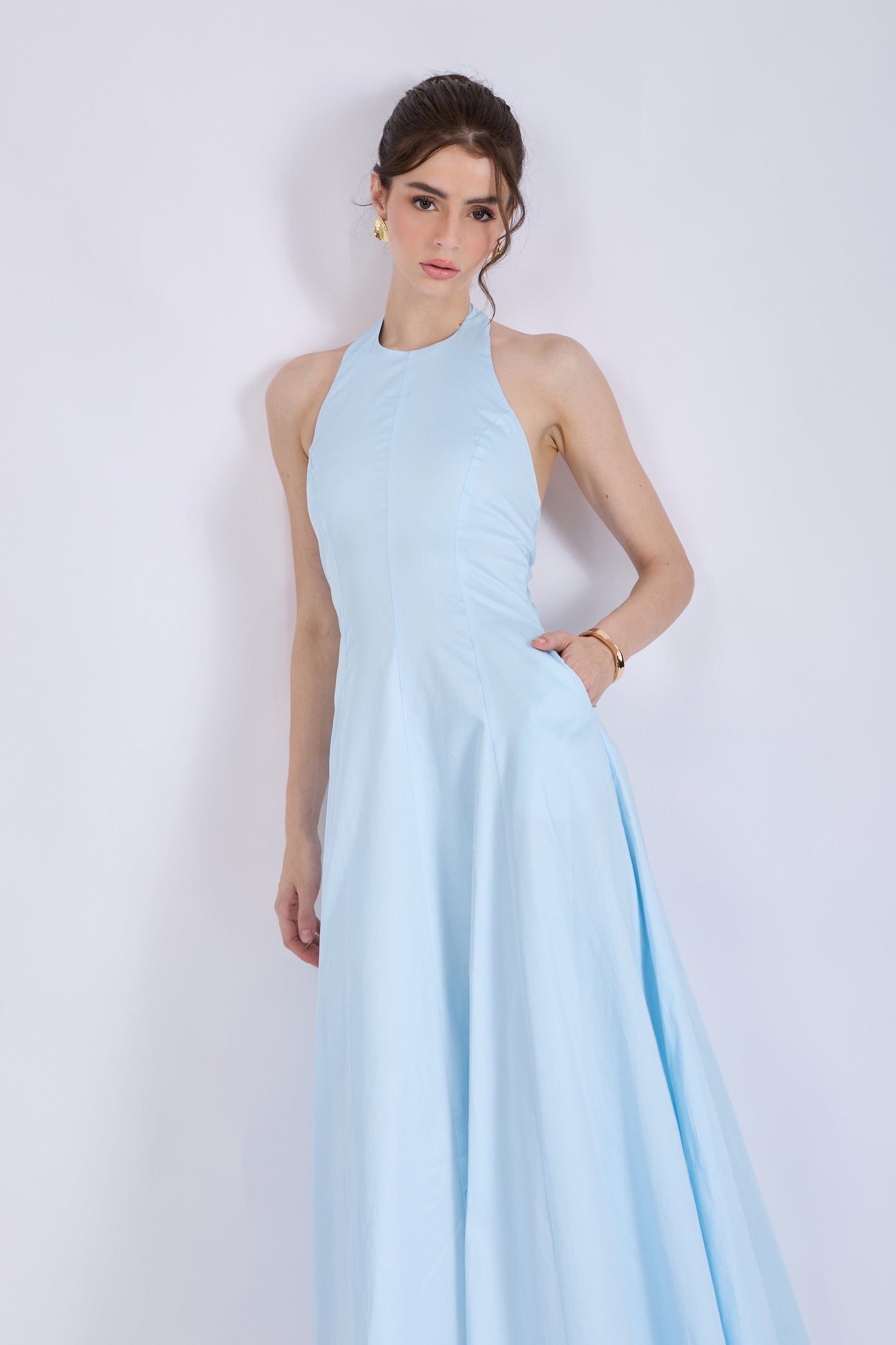 Powder Blue Halter Neck Dress – LILY