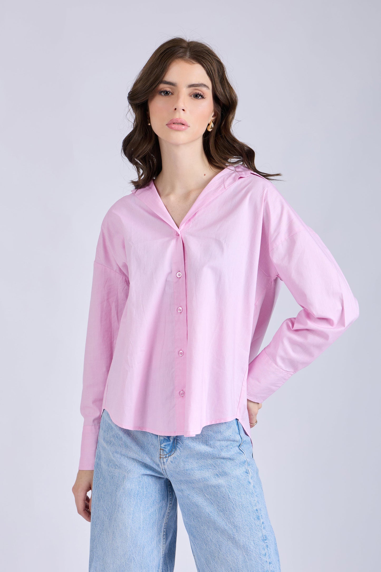 Flamingo Solid Oversized Shirt – BREEZE