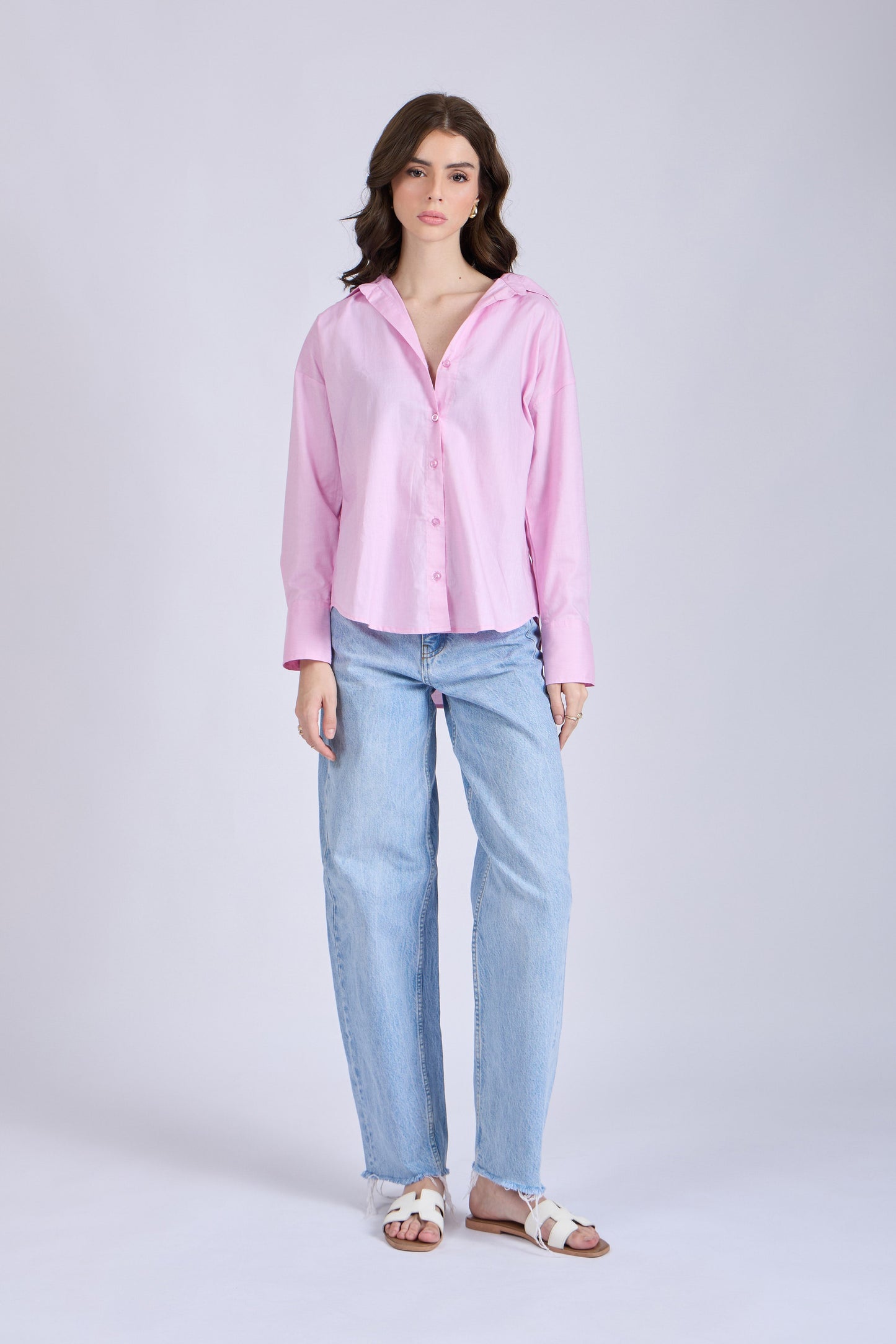 Flamingo Solid Oversized Shirt – BREEZE
