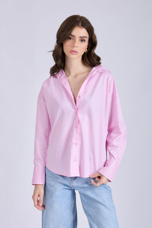 Flamingo Solid Oversized Shirt – BREEZE