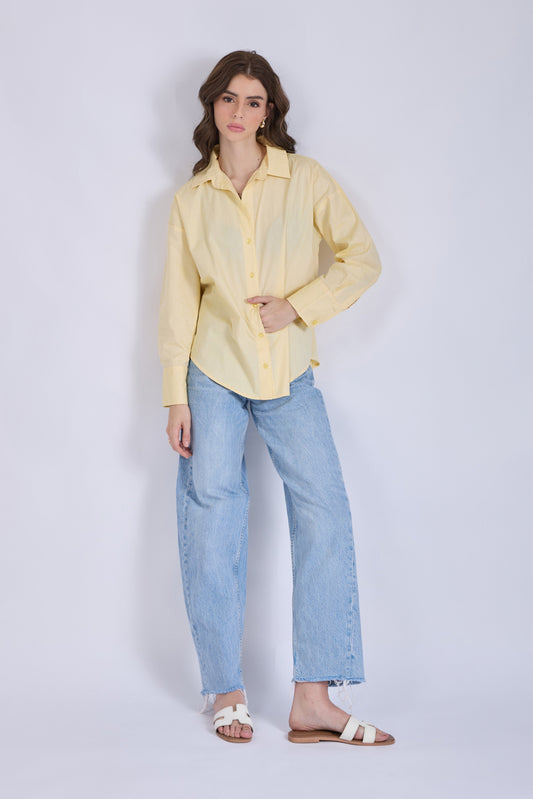 Butter Yellow Solid Oversized Shirt – BREEZE