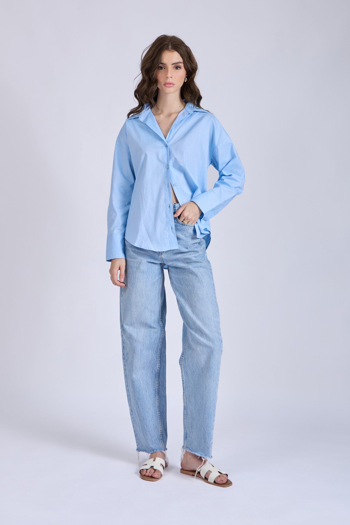 Sky Solid Oversized Shirt – BREEZE