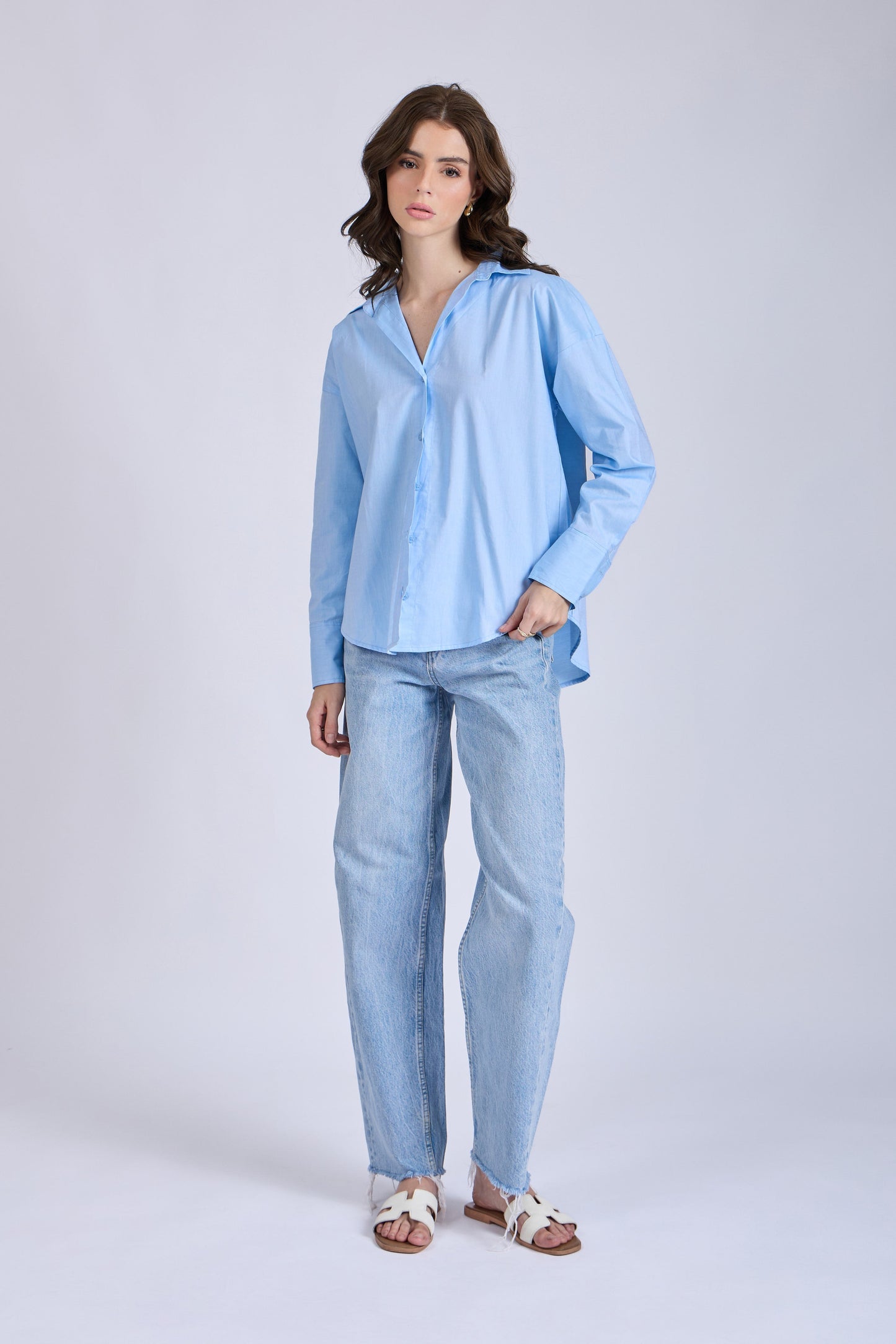 Sky Solid Oversized Shirt – BREEZE
