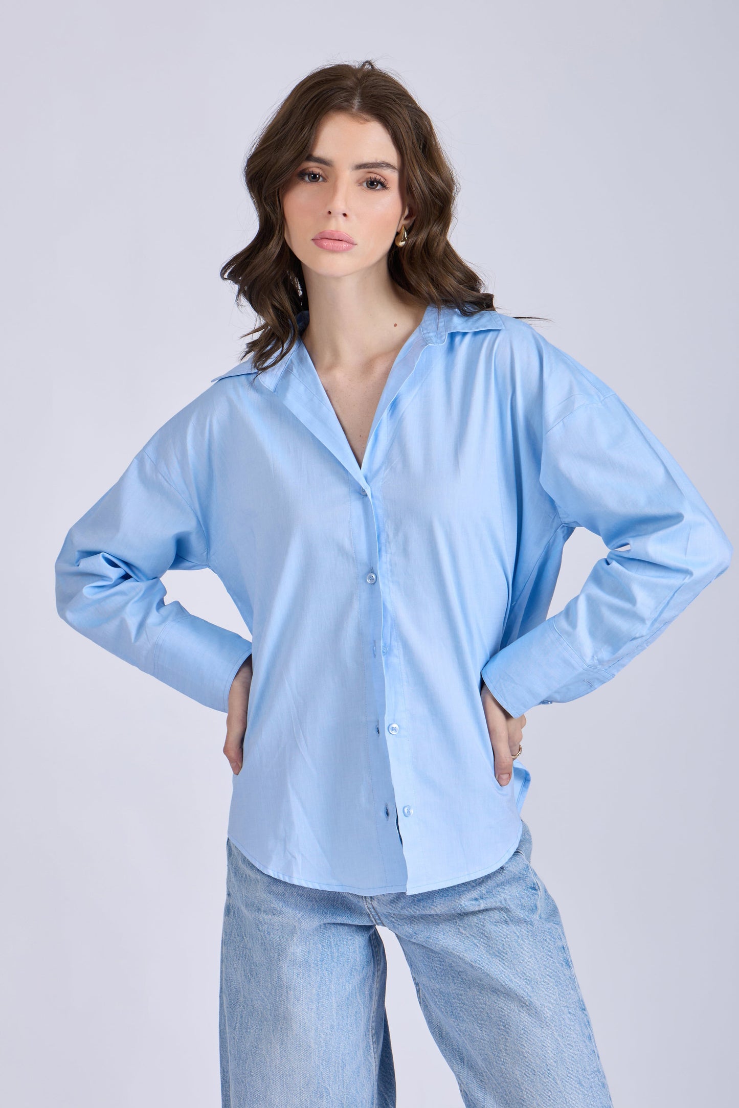 Sky Solid Oversized Shirt – BREEZE
