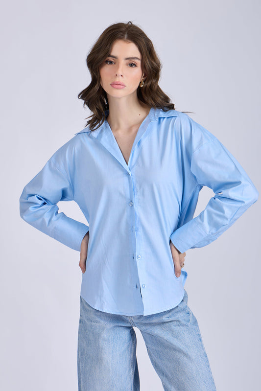 Sky Solid Oversized Shirt – BREEZE