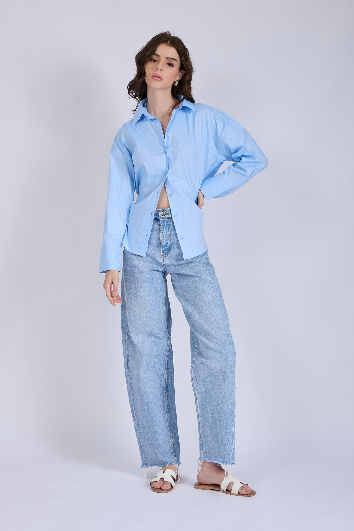 Sky Solid Oversized Shirt – BREEZE
