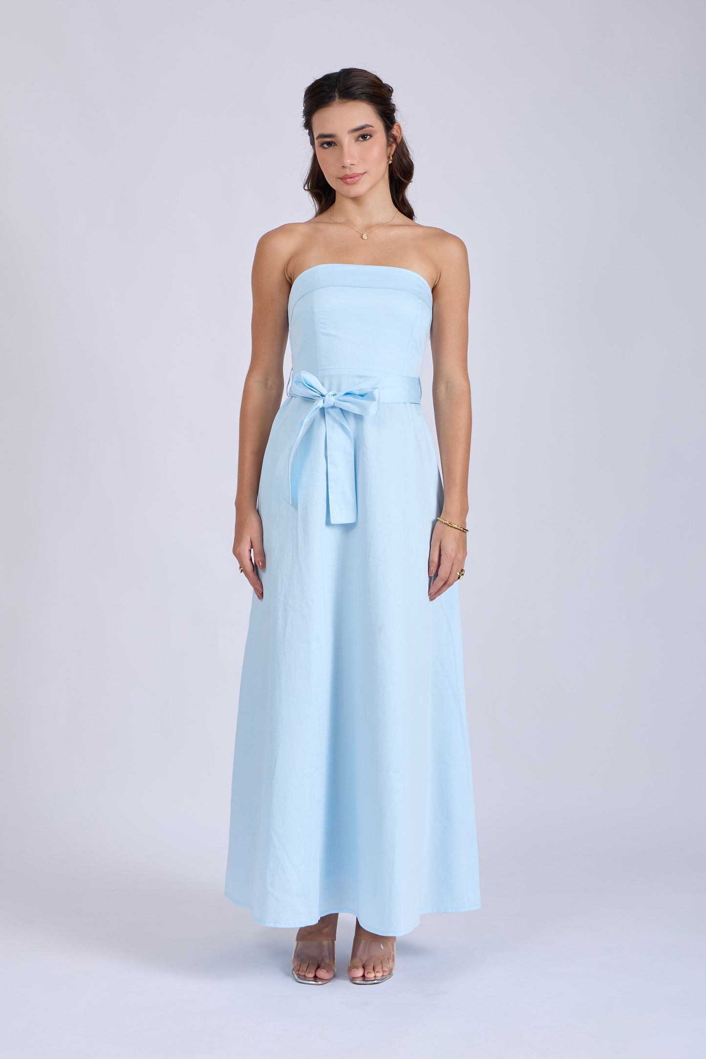 Powder Blue Tube Bow Dress – SIENNA