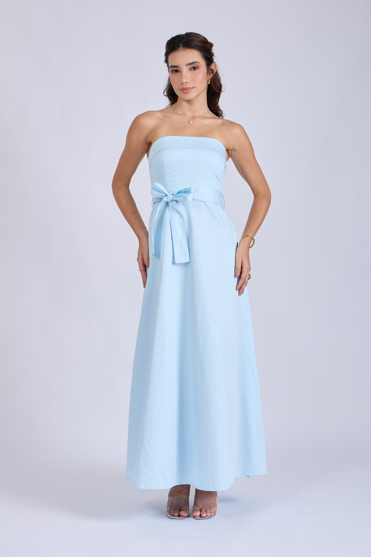 Powder Blue Tube Bow Dress – SIENNA