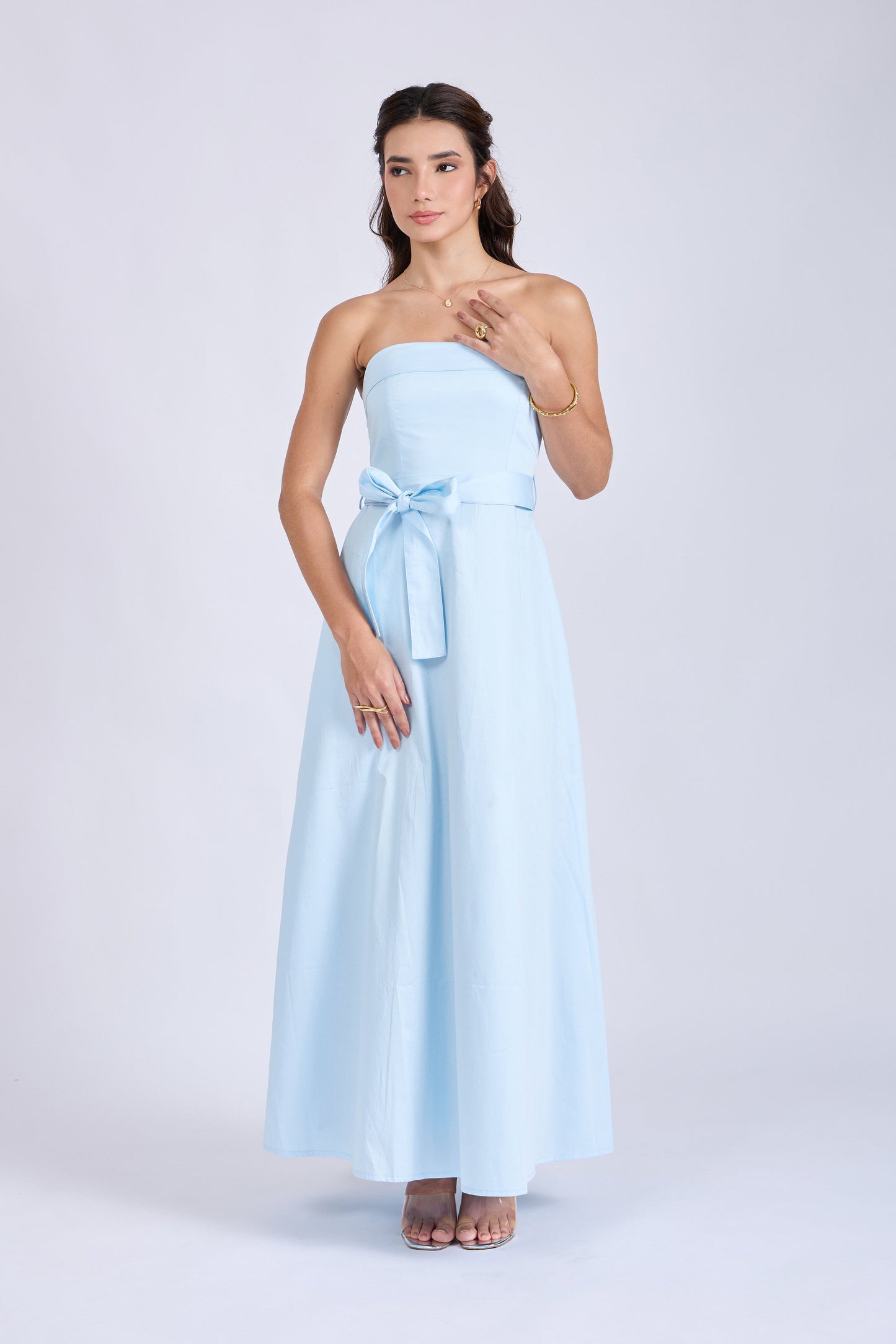 Powder Blue Tube Bow Dress – SIENNA
