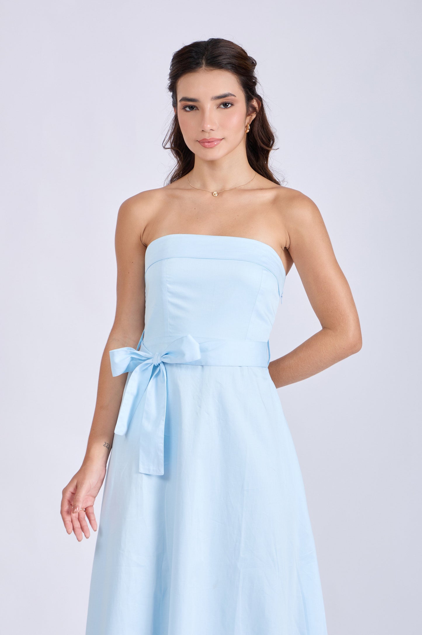 Powder Blue Tube Bow Dress – SIENNA