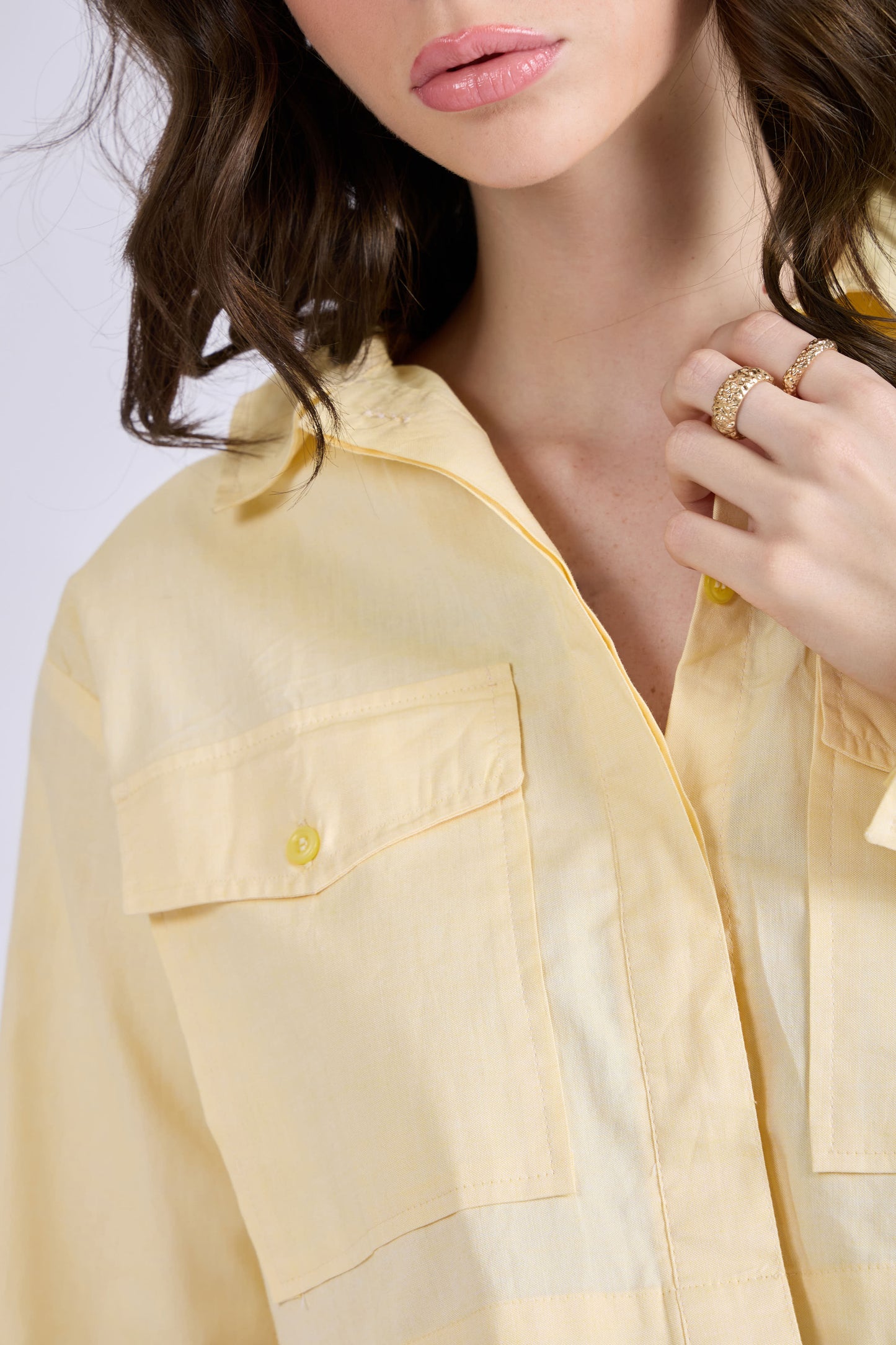 Butter Yellow Crop Shirt with Front Pockets – CITRUS
