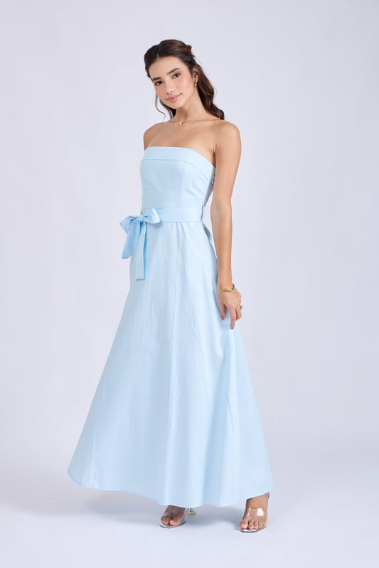 Powder Blue Tube Bow Dress – SIENNA