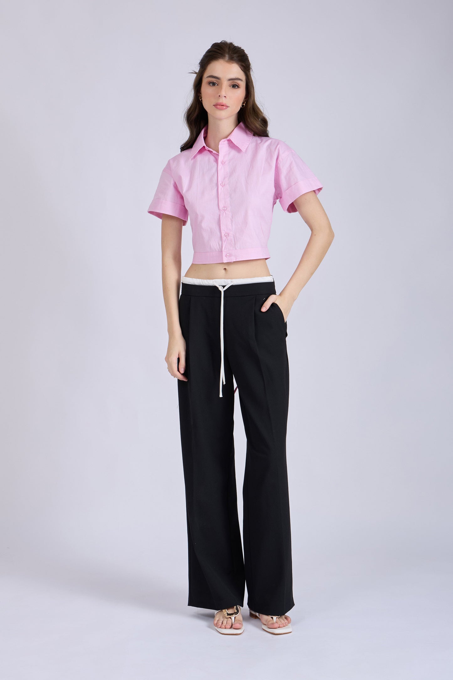 Flamingo Crop Shirt with Tie-Up Detail – SLIDE