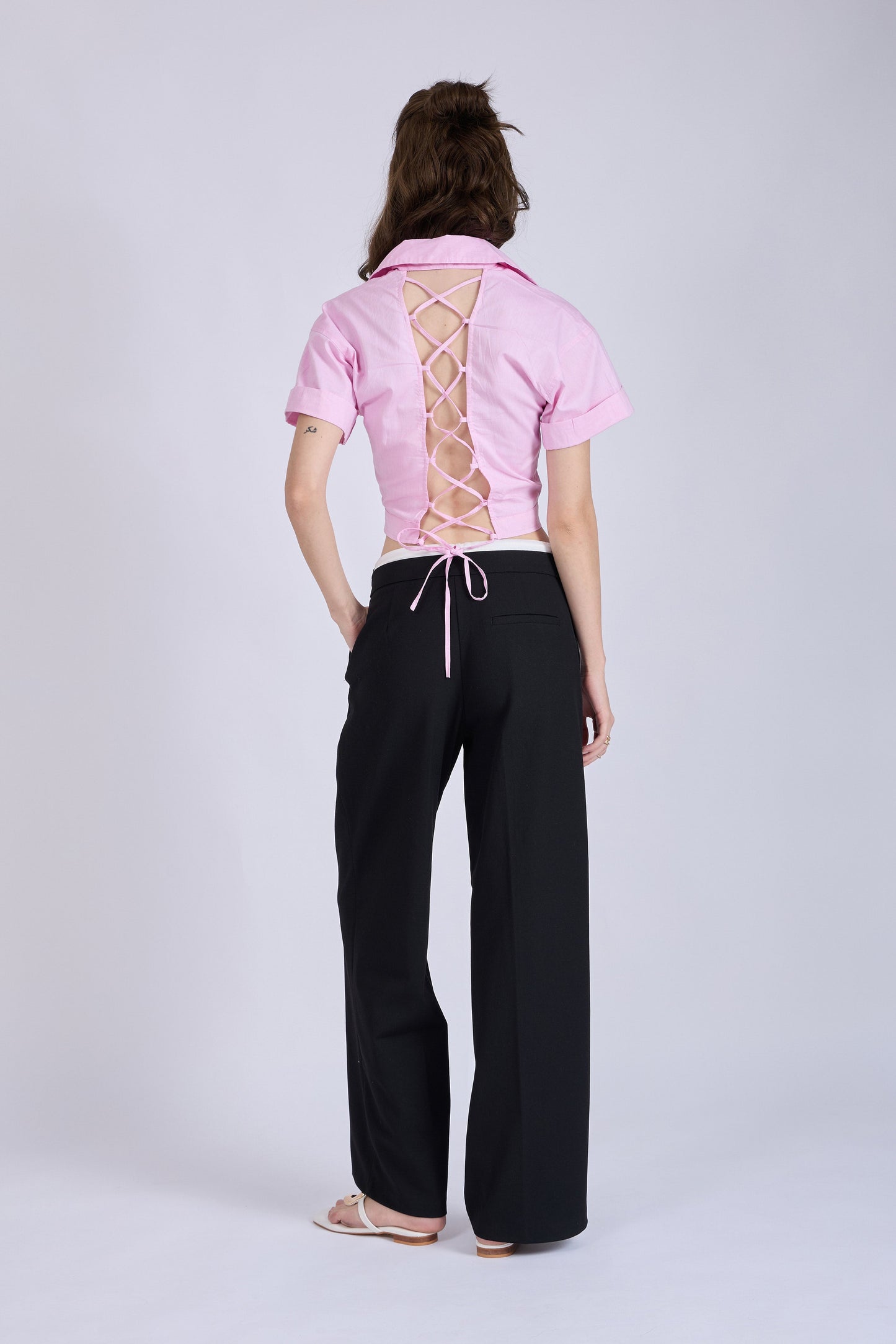 Flamingo Crop Shirt with Tie-Up Detail – SLIDE