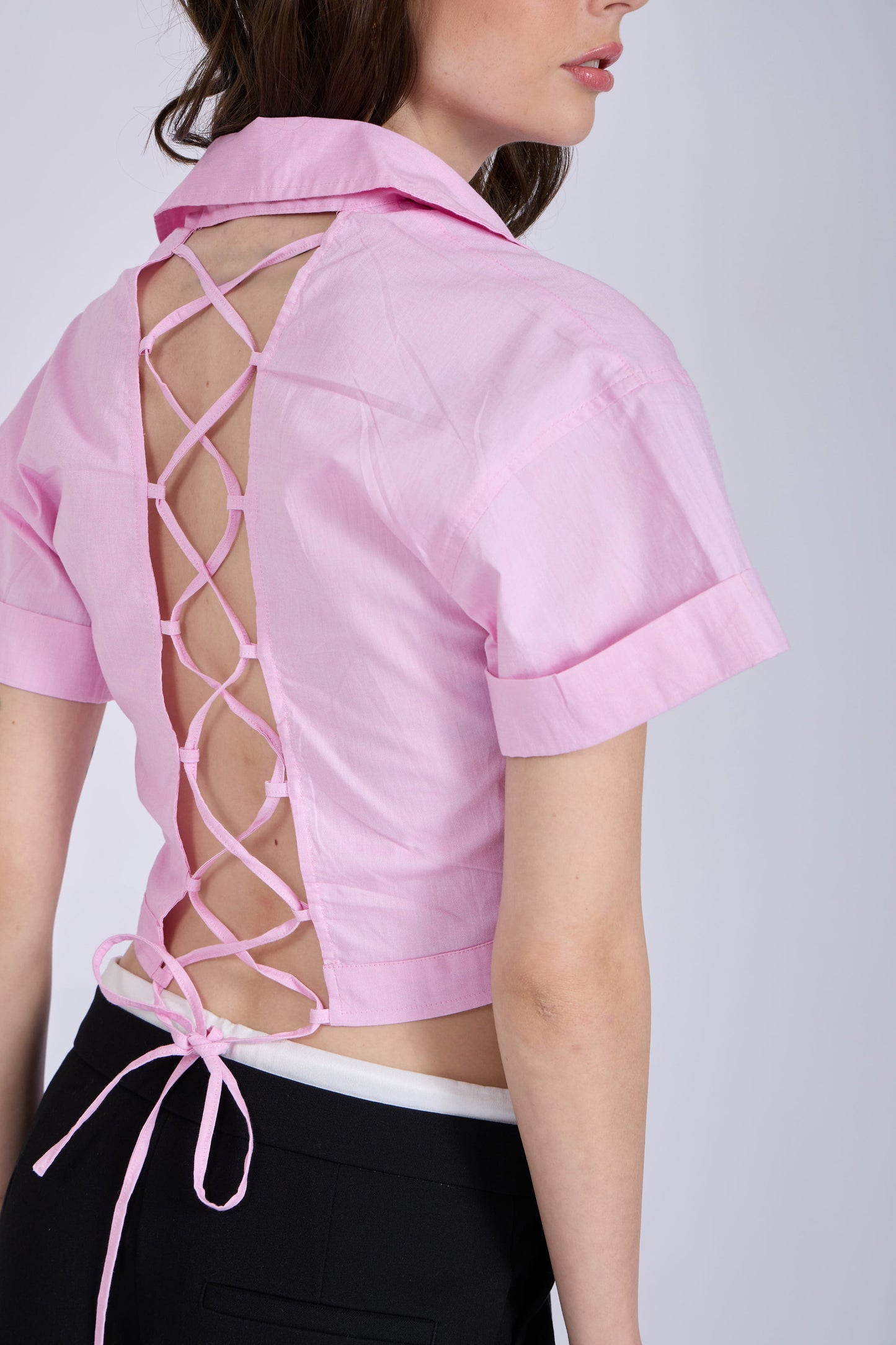 Flamingo Crop Shirt with Tie-Up Detail – SLIDE