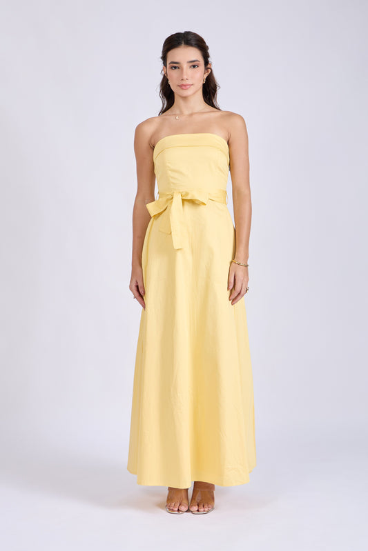 Butter Yellow Tube Bow Dress – SIENNA