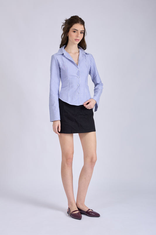 Blue Striped Fitted Shirt – IRIS