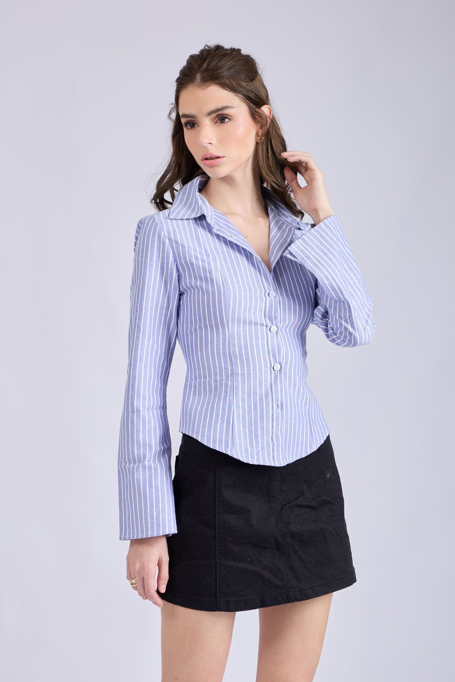 Blue Striped Fitted Shirt – IRIS