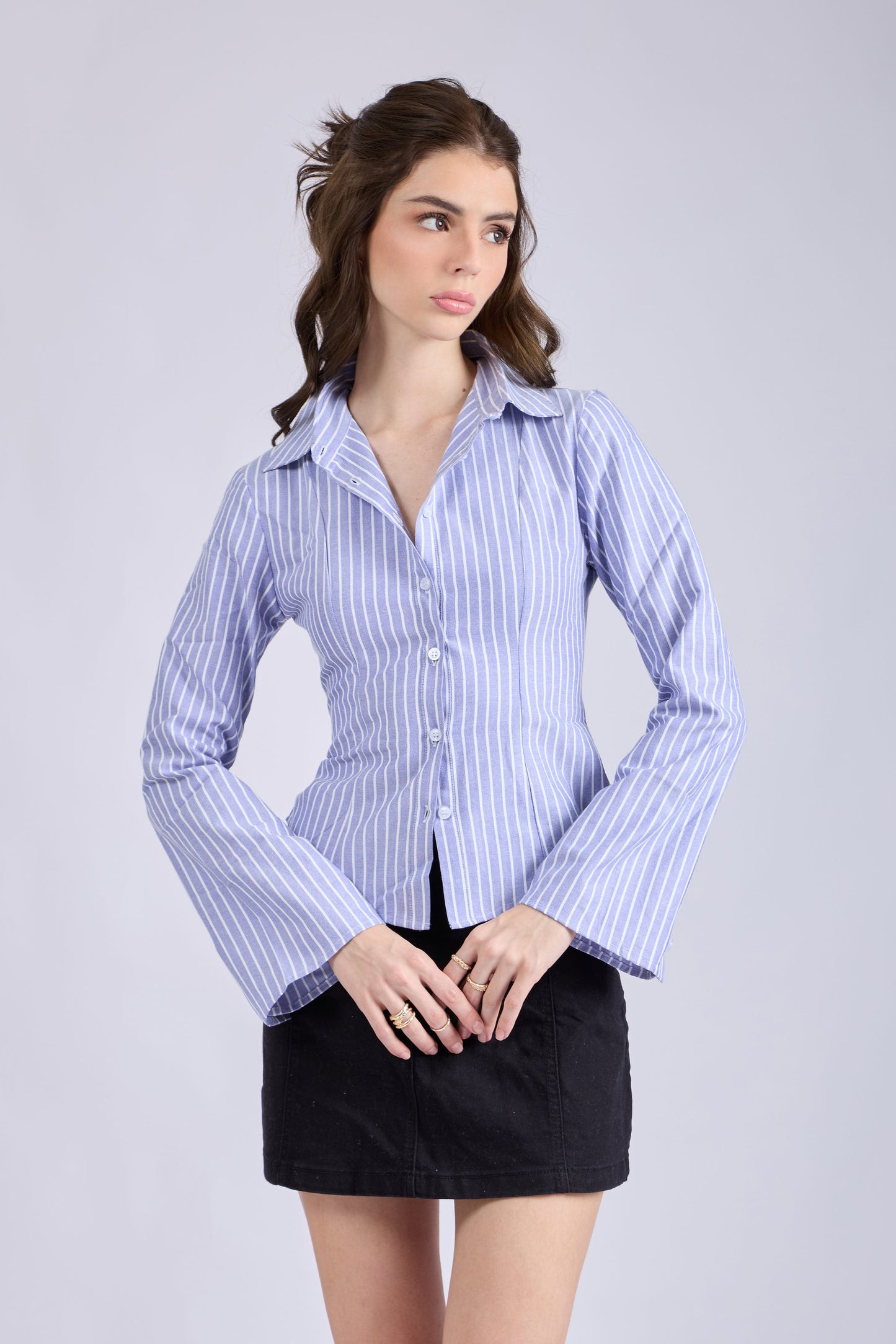 Blue Striped Fitted Shirt – IRIS