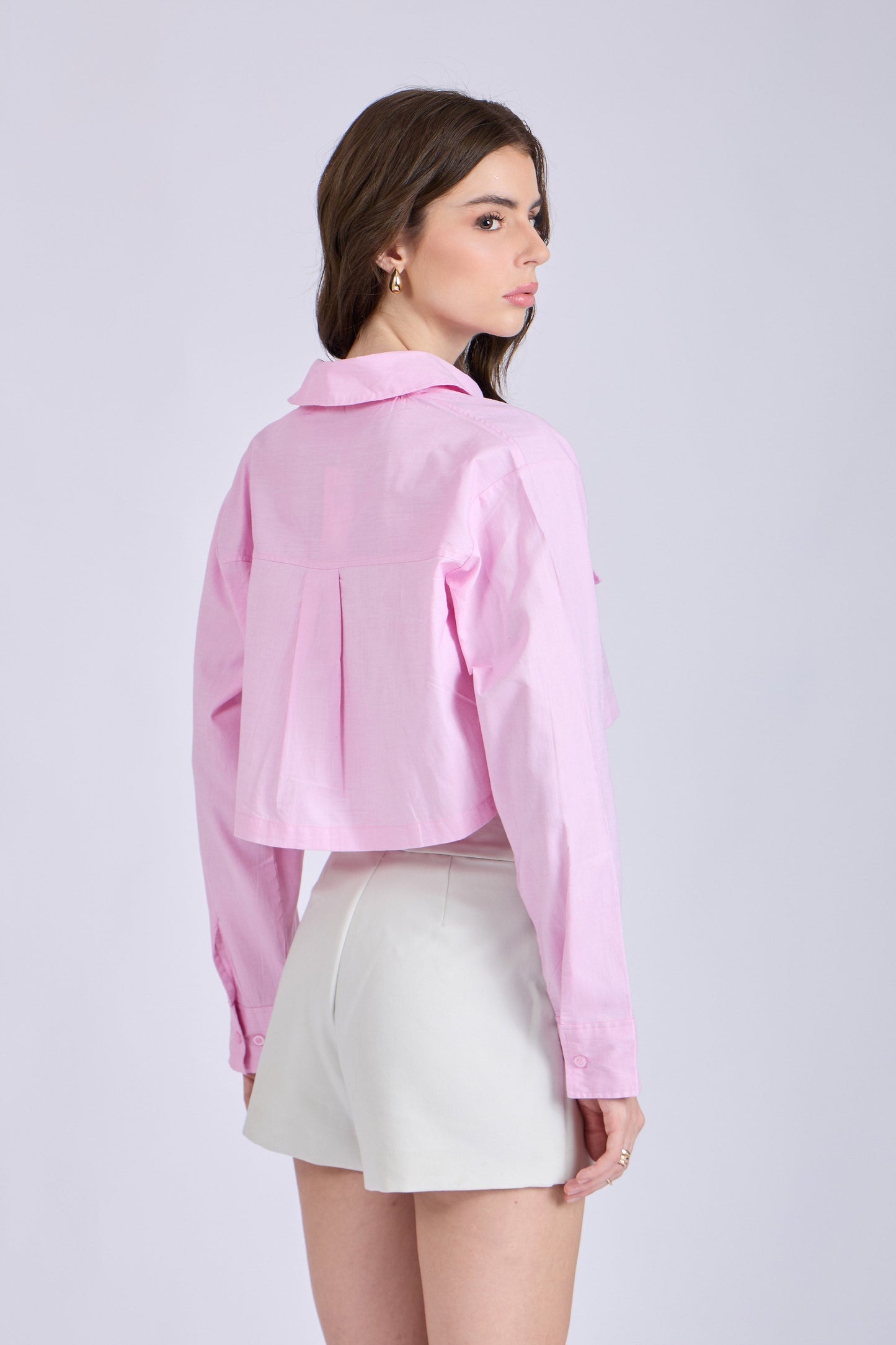 Flamingo Crop Shirt with Front Pockets – CITRUS