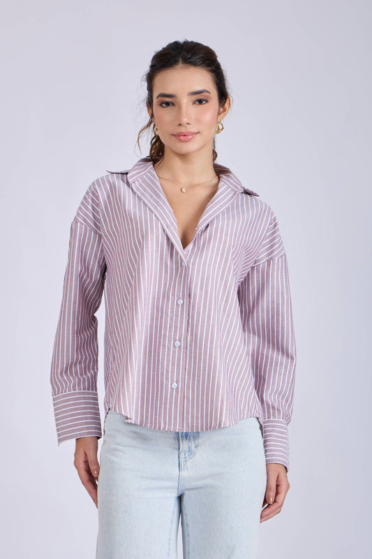 Brown Striped Oversized Shirt – CANVA