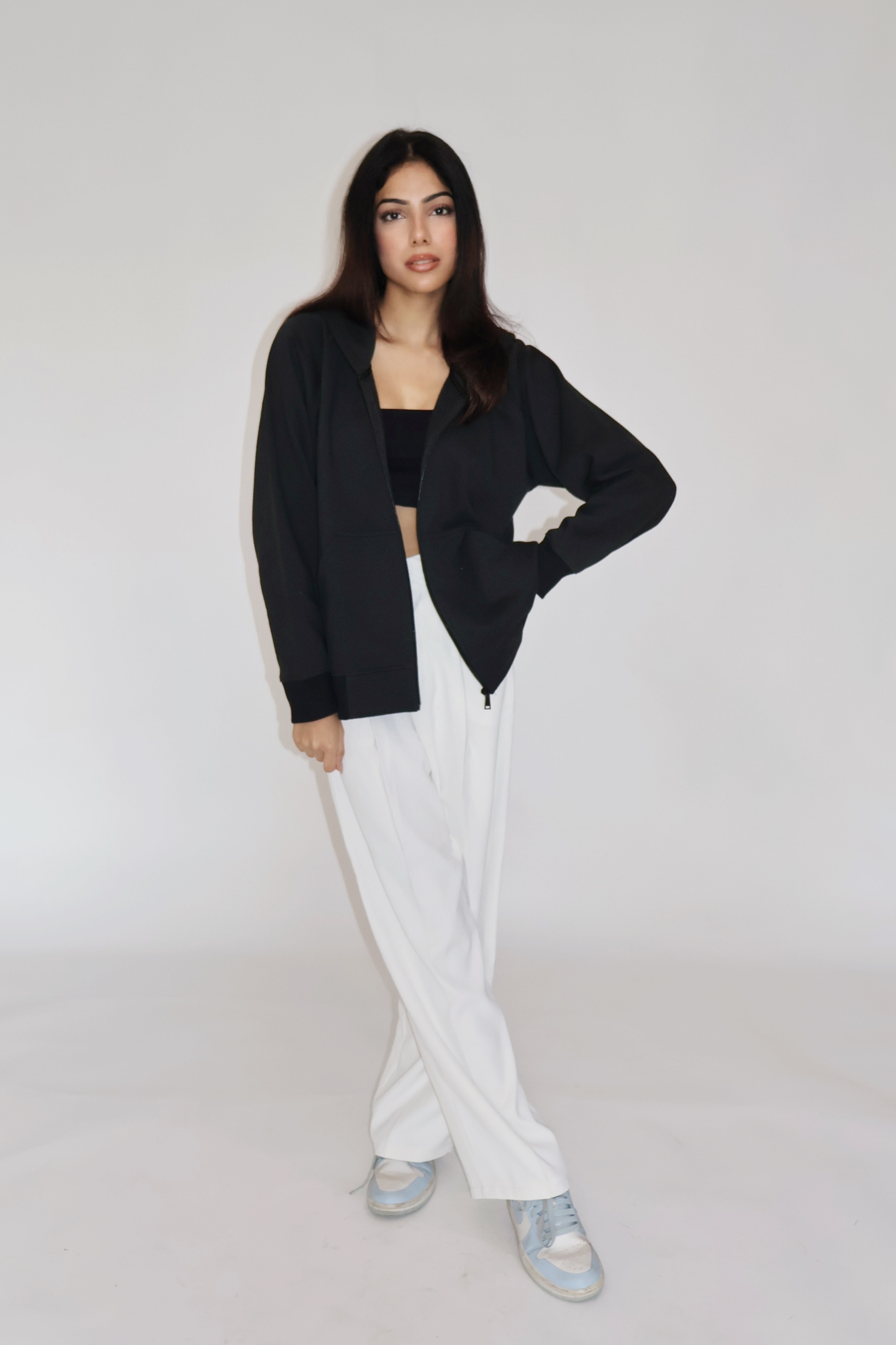 OVERSIZED HOODED ZIPPER (BLACK)