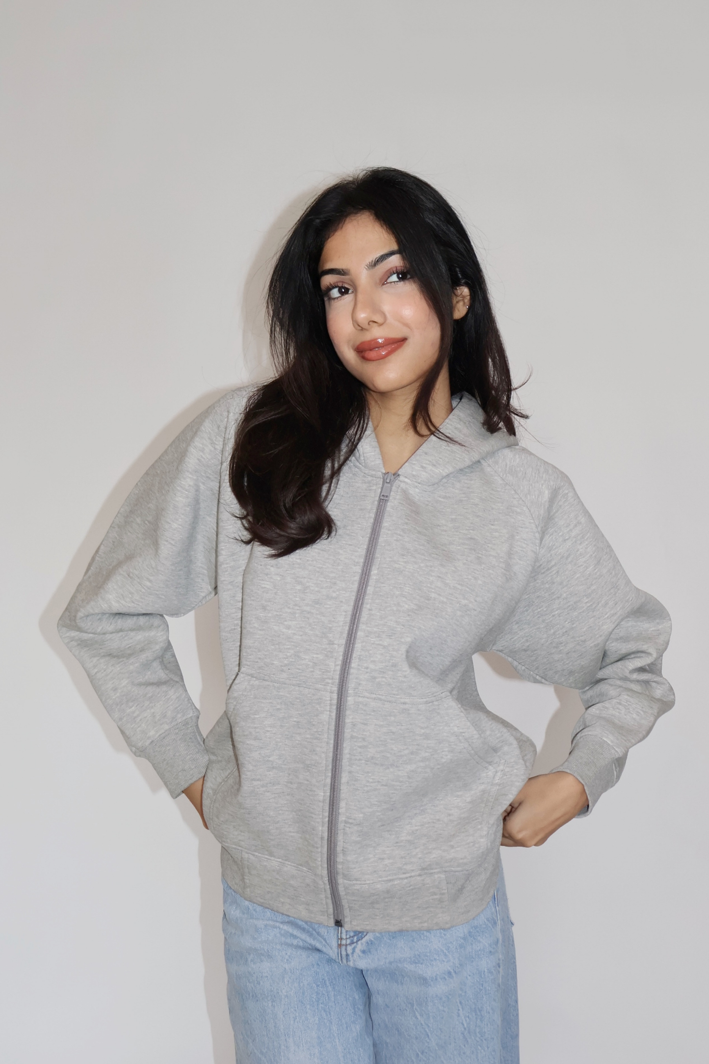 OVERSIZED HOODED ZIPPER (GREY)