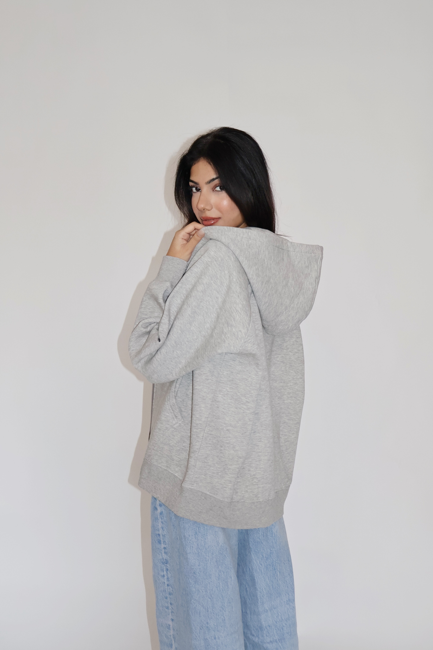 OVERSIZED HOODED ZIPPER (GREY)