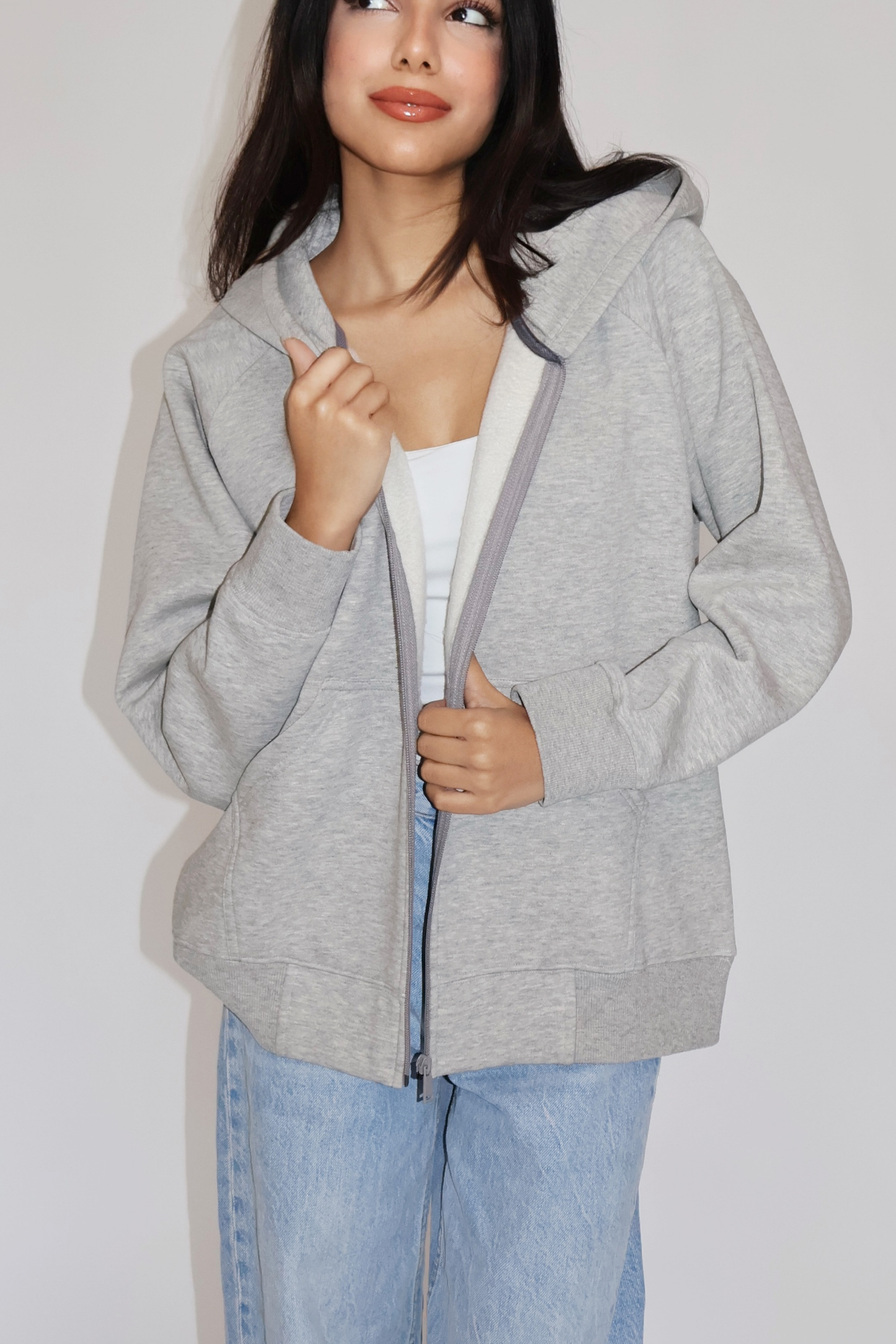 OVERSIZED HOODED ZIPPER (GREY)