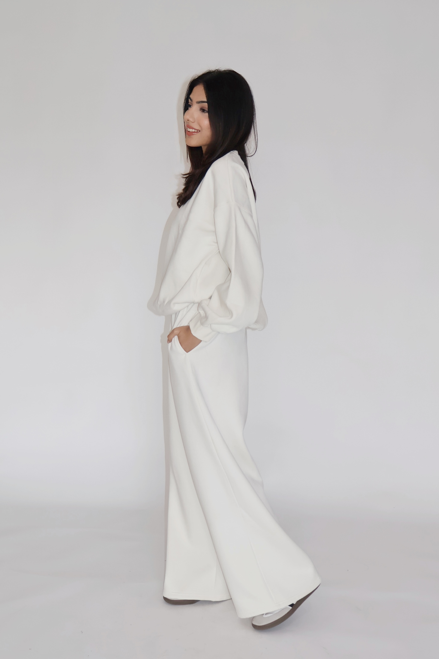 CREWNECK CO-ORD SET - (White)